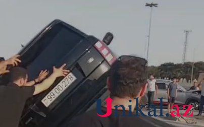 Bakıda "Range Rover" aşdı -VİDEO